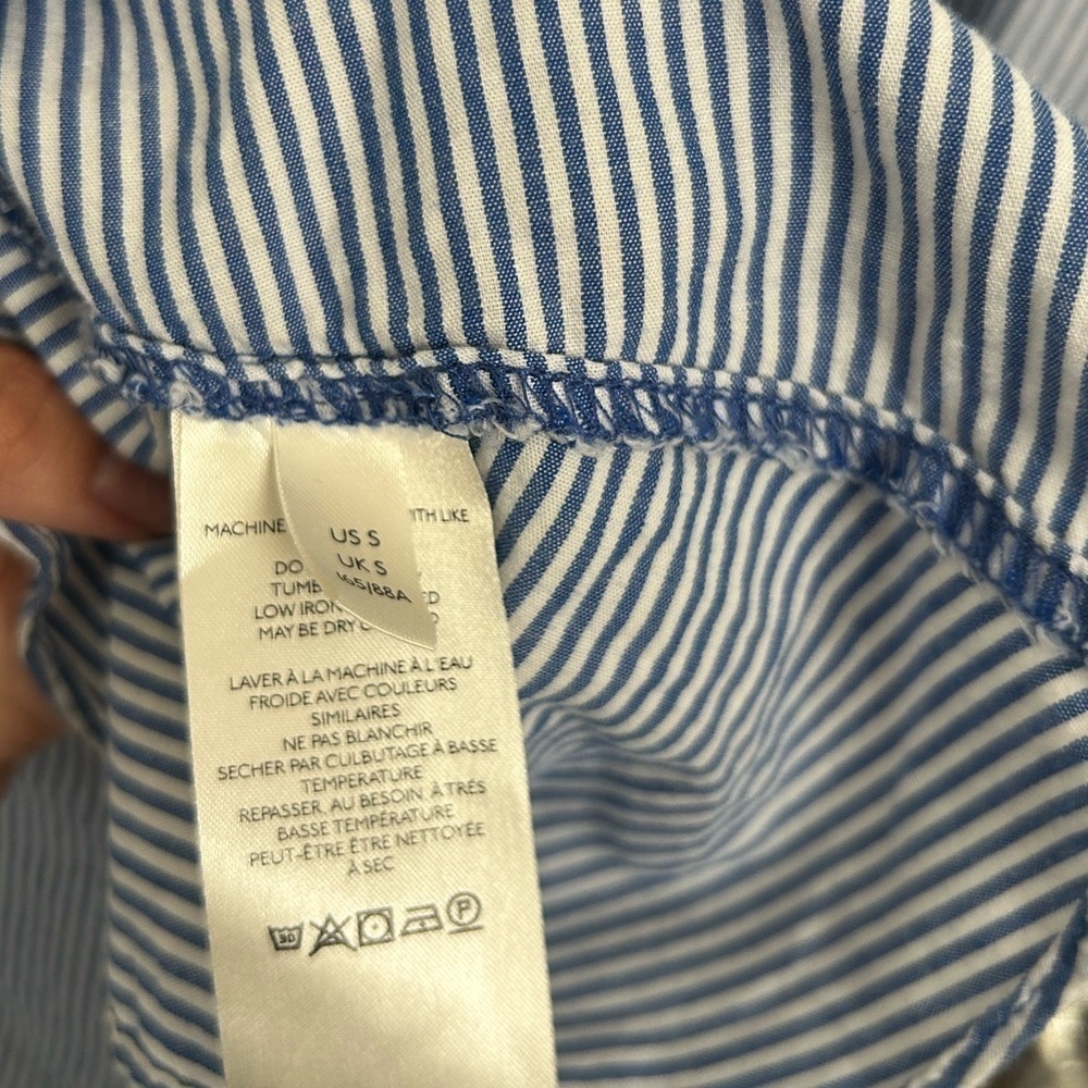 FREE PEOPLE All For You Striped Shirt Dress Blue size small preppy 90s - Picture 7 of 15